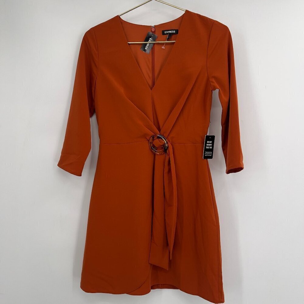 Express Rust Orange Belted Mini Dress - Size XS Women's